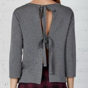 Anthropologie Bailey 44 The Tie Back 3/4 Sleeve Stretch Sweater Gray Size S